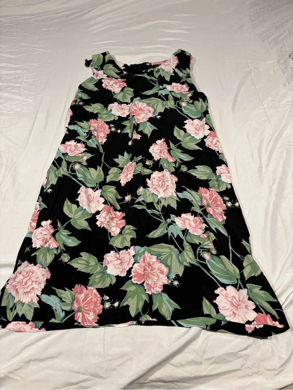 Kaua’iana Hawaiian Floral Rayon Dress XL Black Tropical Vacation M5528